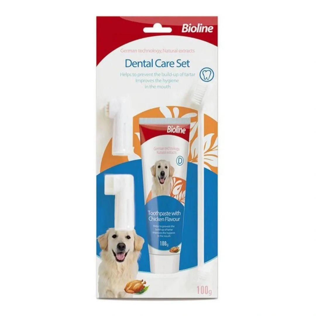 ست مسواک و خمیر دندان سگ با طعم مرغ